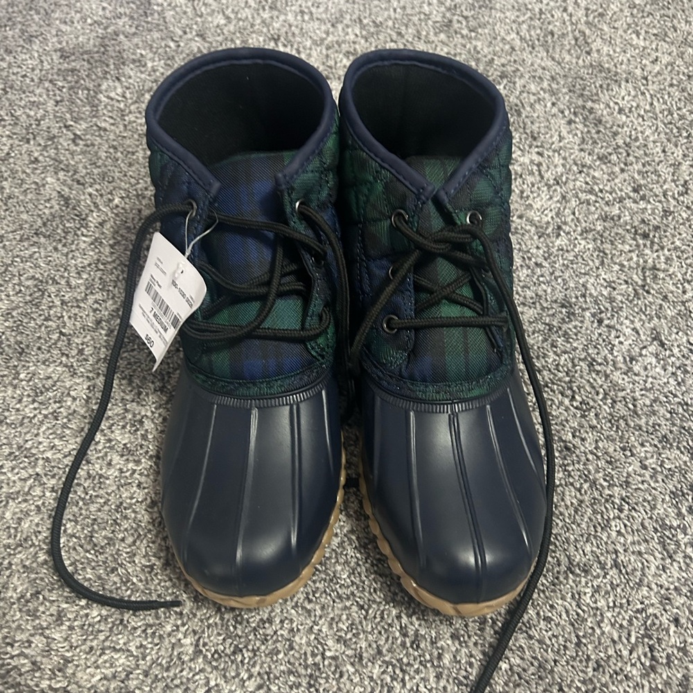 St. John's Bay Blue and Green Rain & Snow Boots with Duck Boot Style